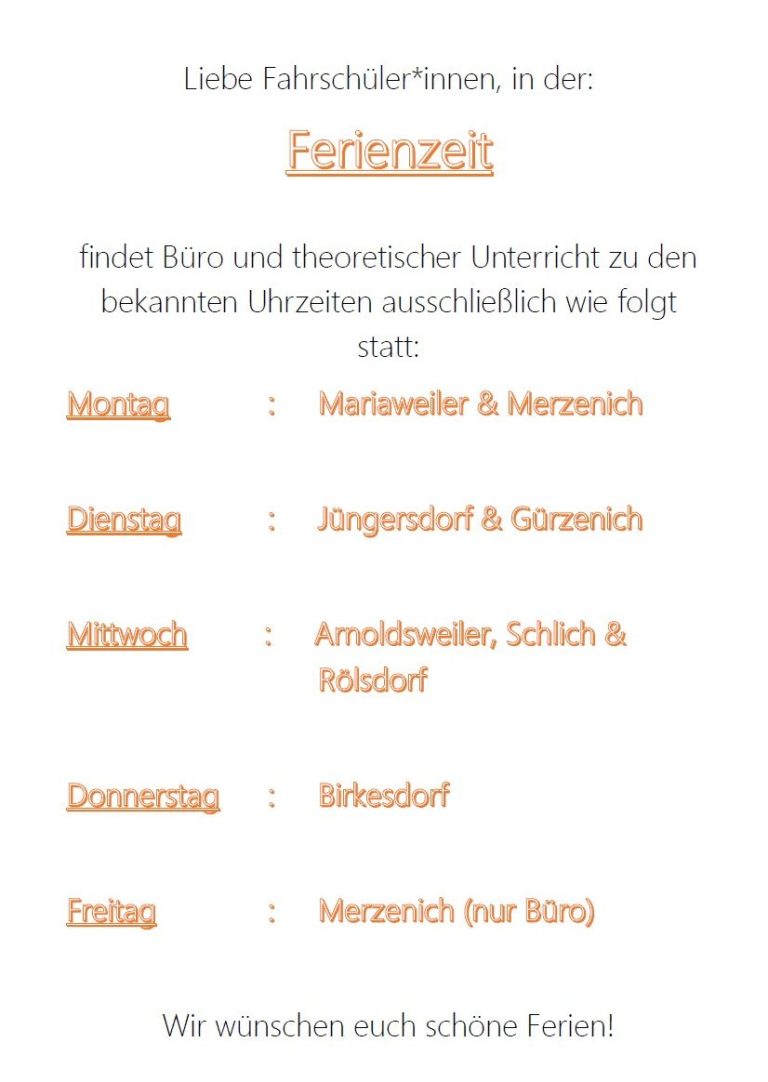 Öffnungszeiten Öffnungszeiten