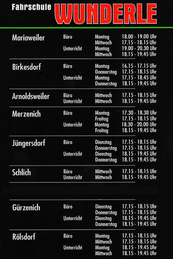 Ferien Ferienöffnungszeiten